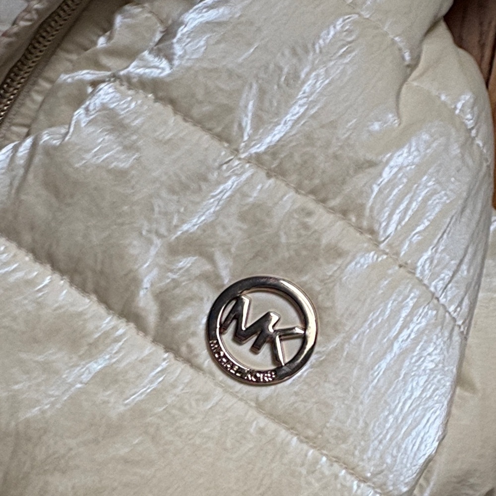Michael Kors Kids Shiny Cream Puffer Coat